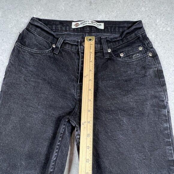 Harley Davidson Jeans Womens Size 4P Black Straight Leg Dark Wash Denim - Picture 9 of 13